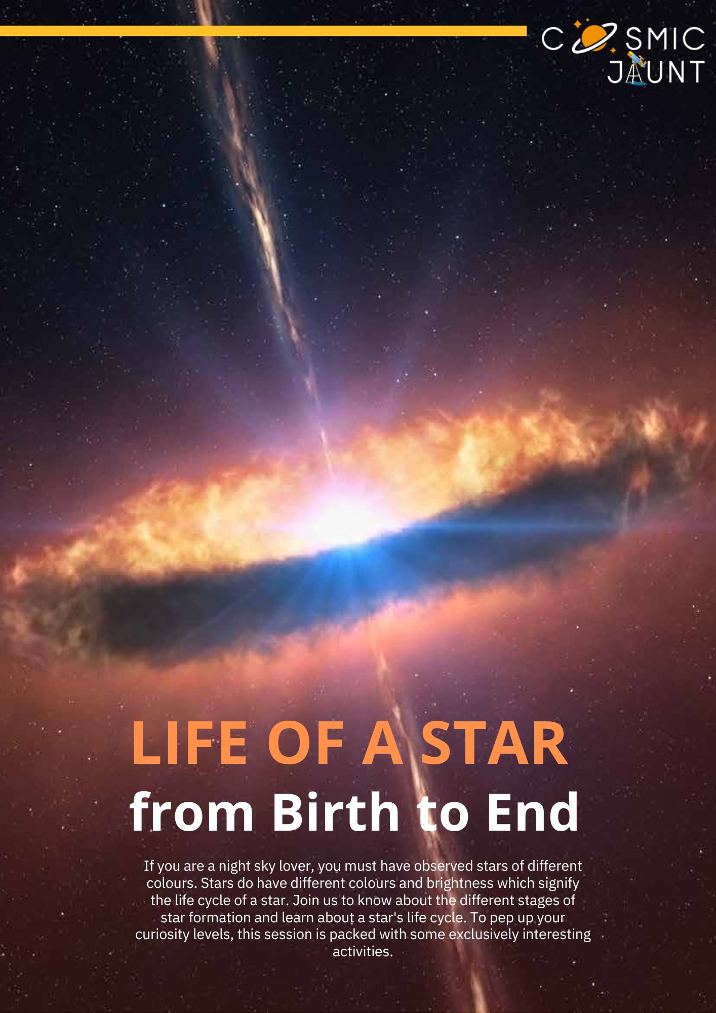Life cycle of a star, from  birth to the end